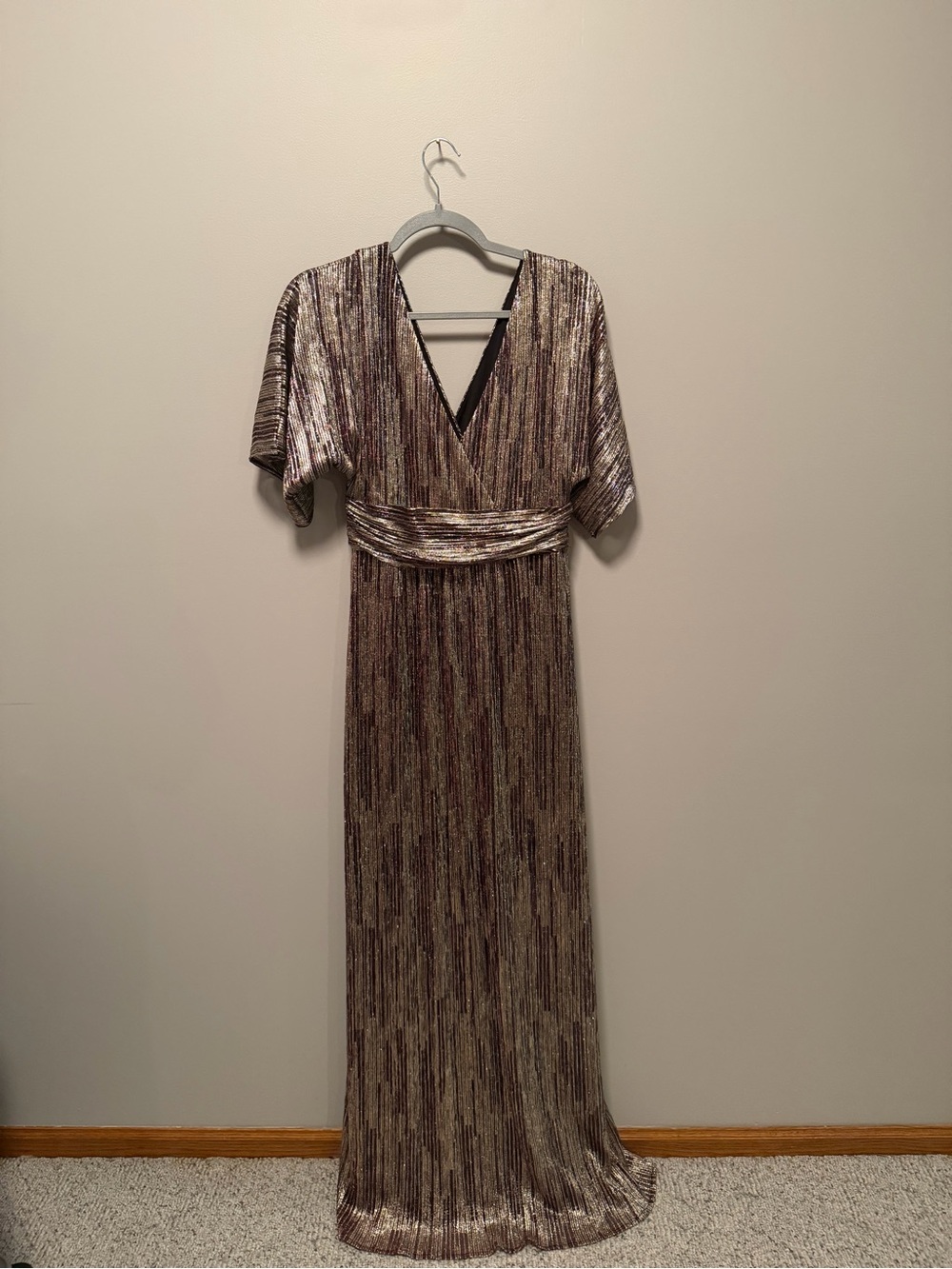 Lilly Pulitzer NWT Parigi Maxi Dress Berry Crinkle Gold Metallic - Picture 3 of 7